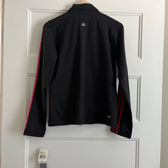 adidas Womens Jacket Medium Full Zip Long Sleeve Athletic 3 Pink Strip - Picture 5 of 6